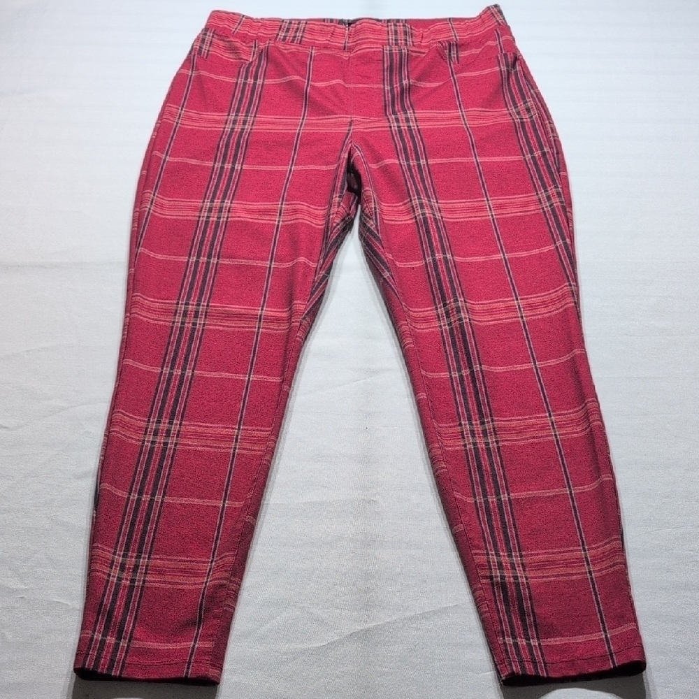 Sanctuary Pants Red Chinos Bold Plaid Design Size Large